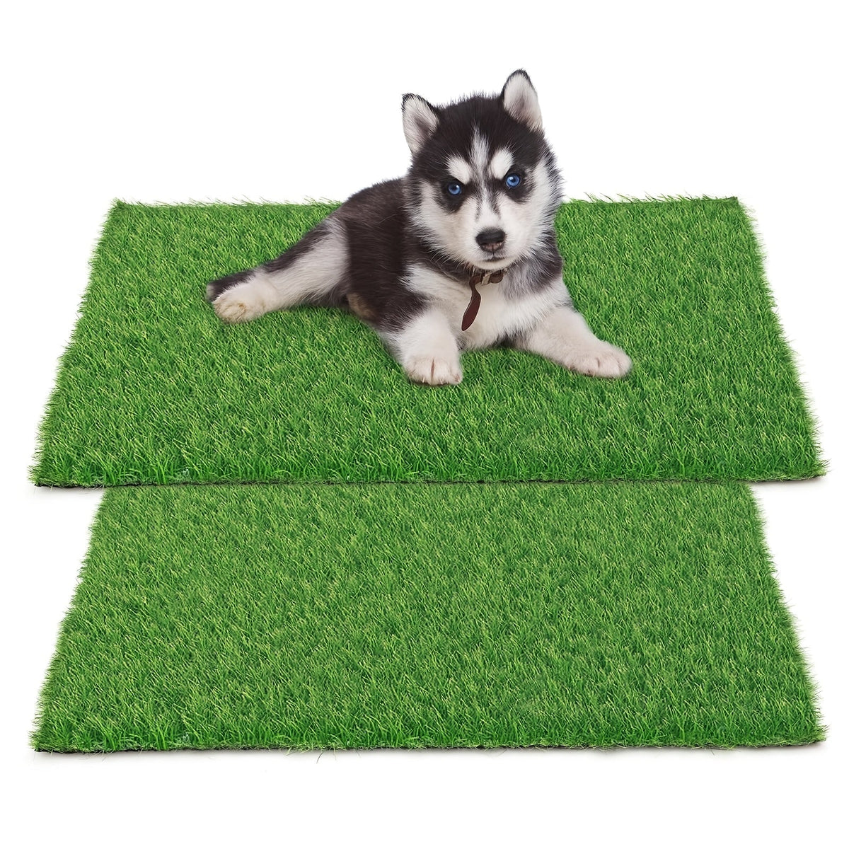2-Pack Washable Dog Potty Training Mat, Reusable Artificial Grass Pad with Odor Control for Puppies and Adult Dogs, Indoor/Outdoor Housebreaking and Travel Pet Waste Solution