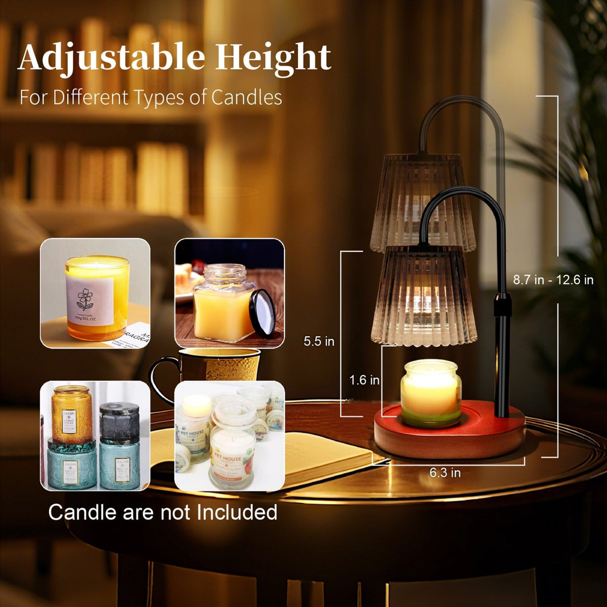 Dimmable Candle Warmer Lamp with Timer – Wax Melt Warmer for Jar Candles Home Decor Gift for Mom Women & Housewarming in Black (Bulb Not Included)