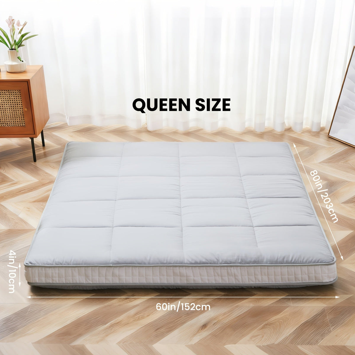 Japanese-Style Foldable Floor Mattress – Portable Roll-Up Guest Bedding for RV Travel Camping & Everyday Floor Lounging in Twin Full & Queen in Black & Grey