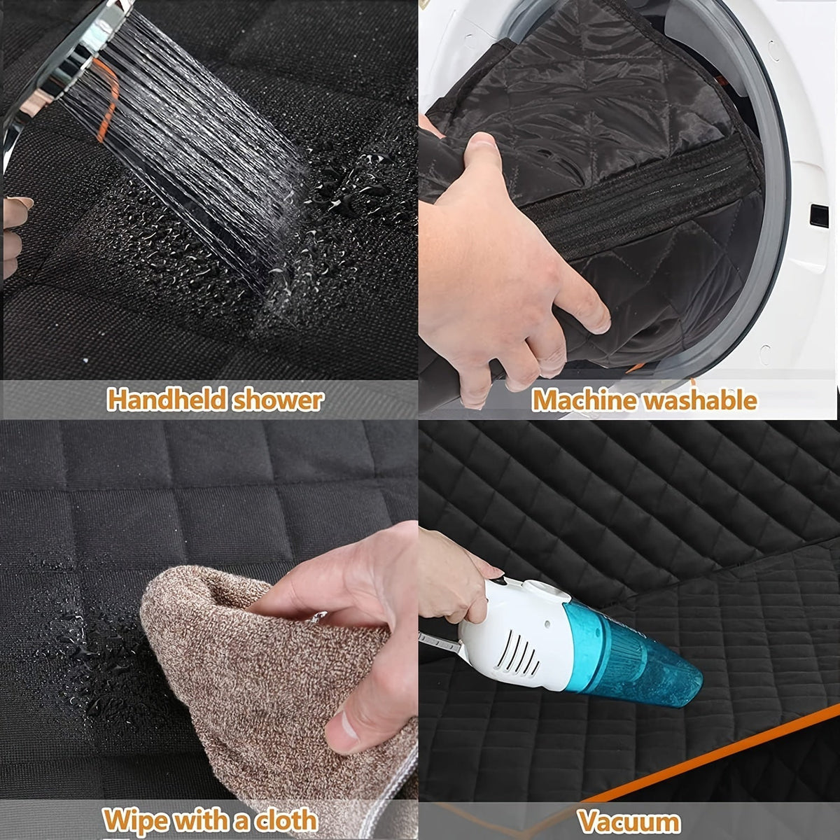 60/40 Split Bench Car Seat Cover for Cars, Trucks, and SUVs – Waterproof Rear Seat Protector for Pets & Kids, Easy-Clean 100% Polyester, Universal Fit, Black