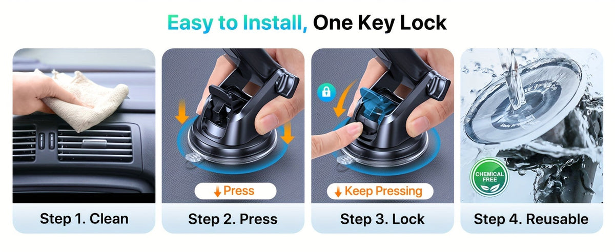 3-in-1 Car Phone Holder: Suction Cup & Air Vent Mount | 360° Rotation, 6.5"-8.5" Telescopic Arm, 60lb Nano-Gel Suction, Scratch-Proof – Universal Fit for iPhone, Samsung, Google & All 4"-7.2" Phones