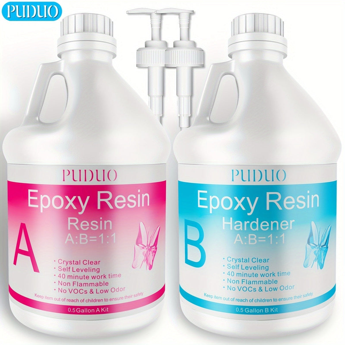 Ultra Clear Epoxy Resin Kit 2-Part Bubble-Free Yellowing-Resistant Self-Leveling for Countertops, River Tables, Casting, Coating, and DIY Crafts - 32oz, 72oz, Fast Cure, 1 Gallon with Pump