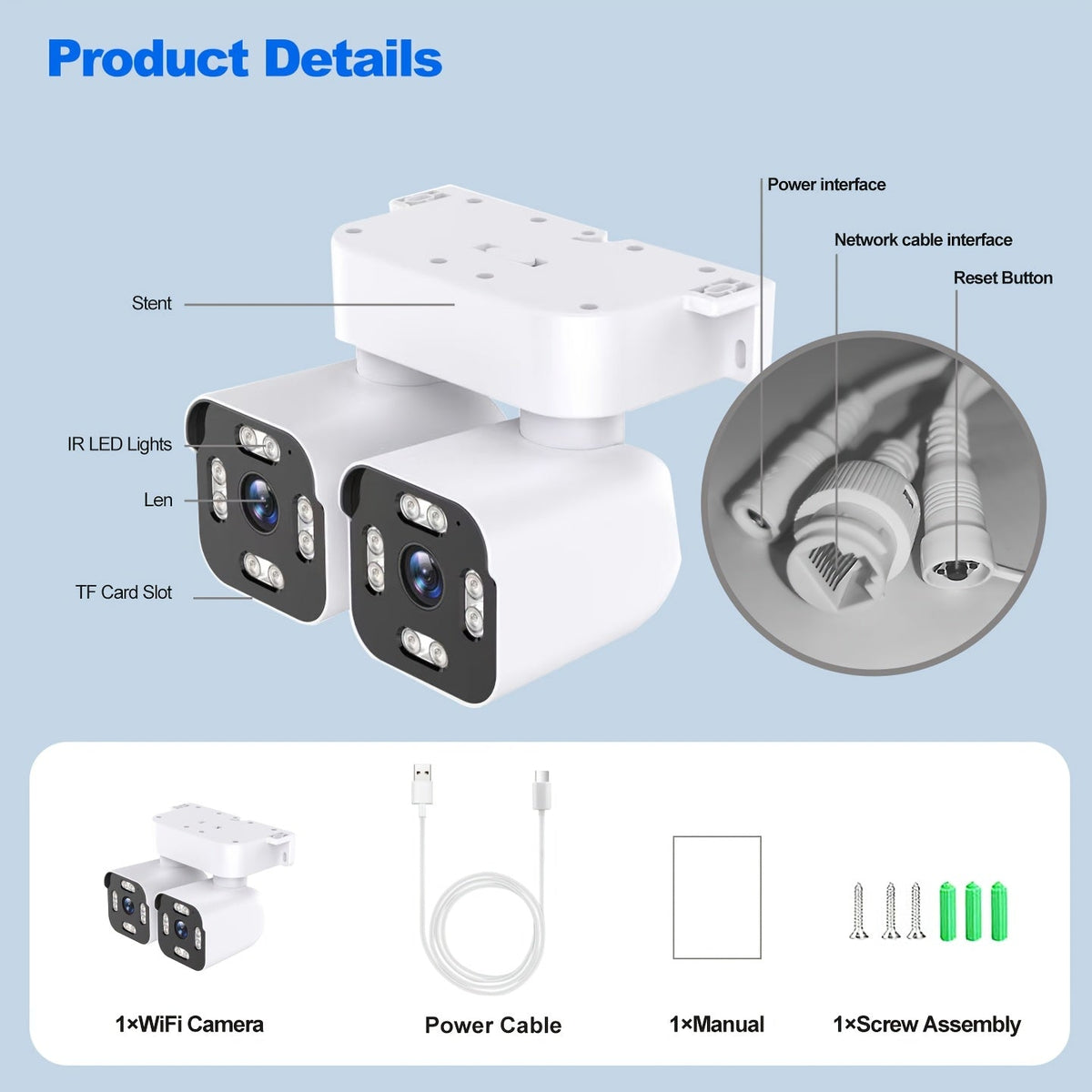 Dual Lens PTZ Security Camera Outdoor WiFi – 360° Pan Tilt Zoom 5MP, 10x Digital Zoom, Motion Detection, Two-Way Audio, Siren Alarm, Color Night Vision, App Control, Home Surveillance Camera