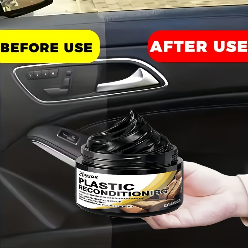 Car Plastic Restorer & Tire Brightening Cream – Universal Auto Refurbishing Cream for Dashboard, Interior Trim, and Tires, Prevents Aging & Fading, Long-Lasting Shine & UV Protection for All Vehicles