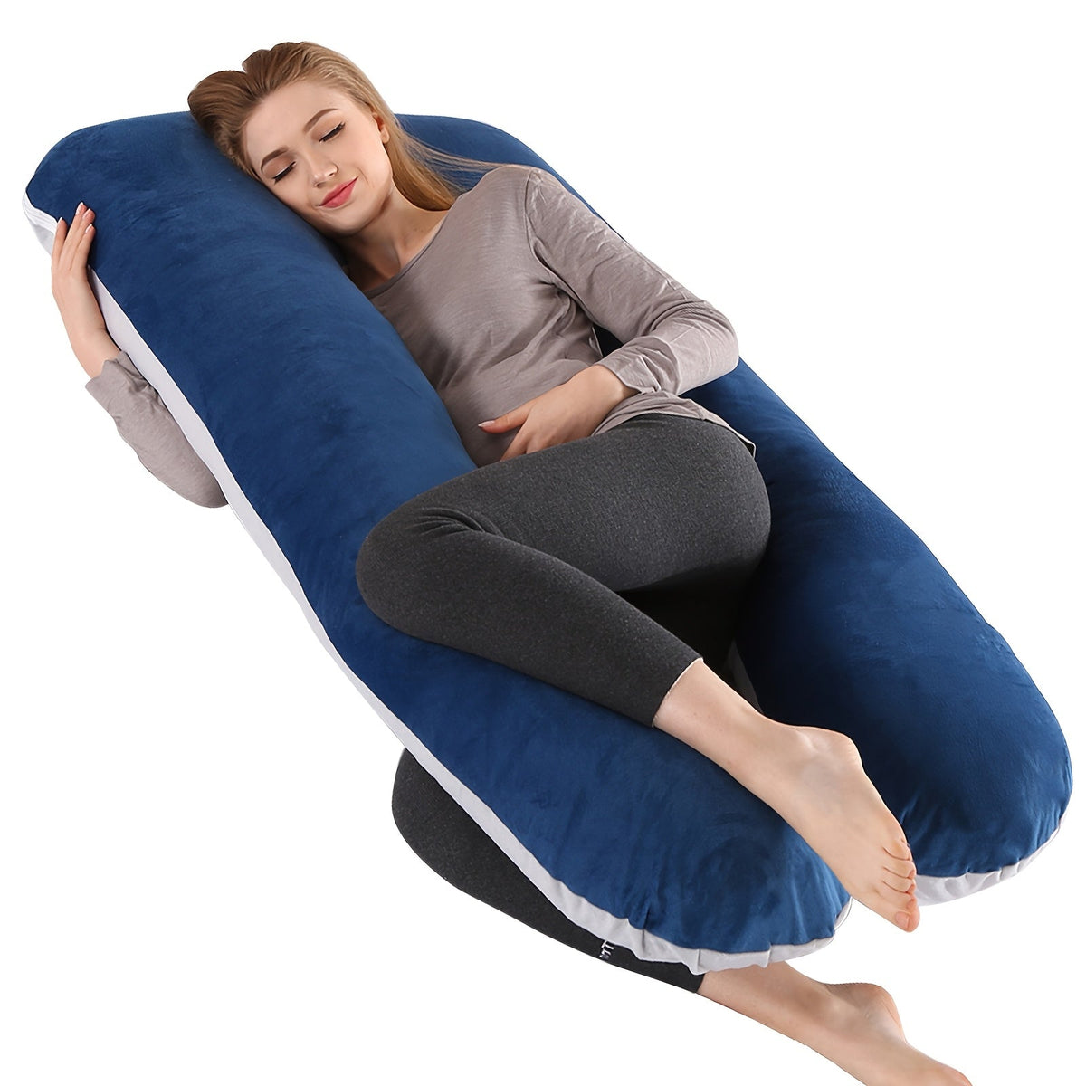 U-Shaped Pregnancy Maternity Pillow Full Body Support Back Neck Leg Soft Polyester Portable for Expecting Moms – 6 Colors