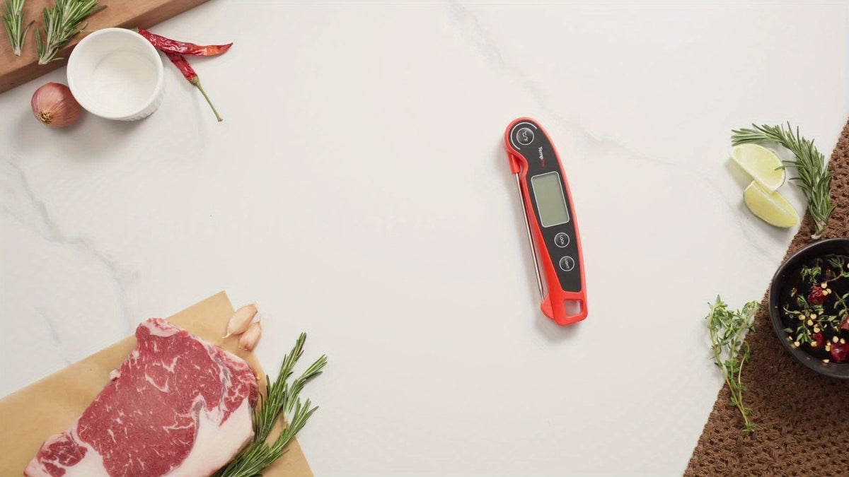 Instant Read Meat Thermometer with Motion Sensing Foldable Probe, Digital Food Thermometer for Kitchen, BBQ, Grill, Smoker, Candy, and Oil Cooking, -58°F to 572°F, Fast 2-3 Second Response