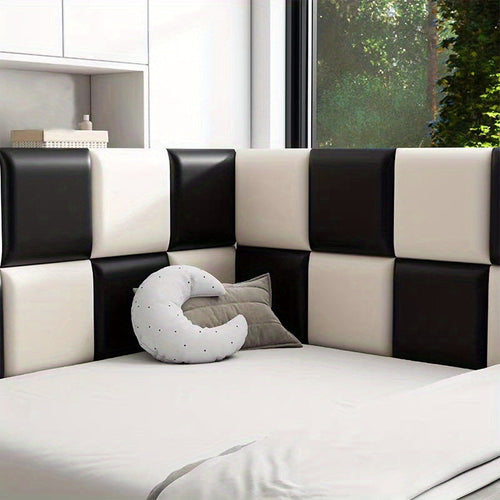 10-Pack 3D Self-Adhesive Soft Leather Wall Panels 35×35 In Peel & Stick Removable Sound Insulation Anti-Collision Waterproof Wear-Resistant – 7 Colors