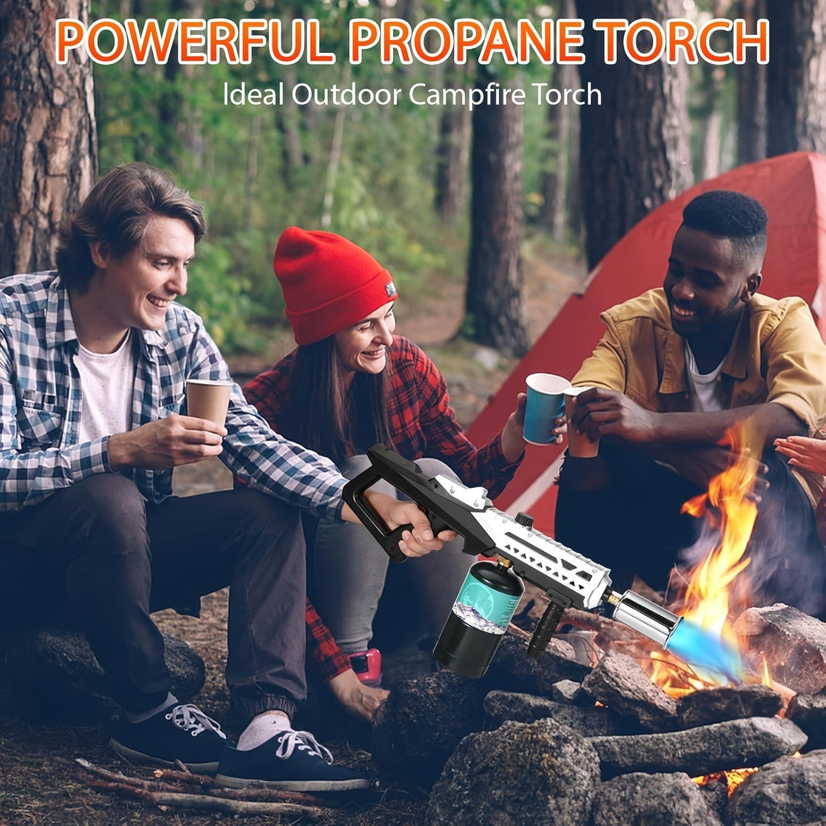Propane Grill Torch – 24-Inch Adjustable Flame Sous Vide Torch & Charcoal Lighter for BBQ Campfire Searing Steak & Weed Control in Silver/Black & Premium Silver (Tank Not Included)