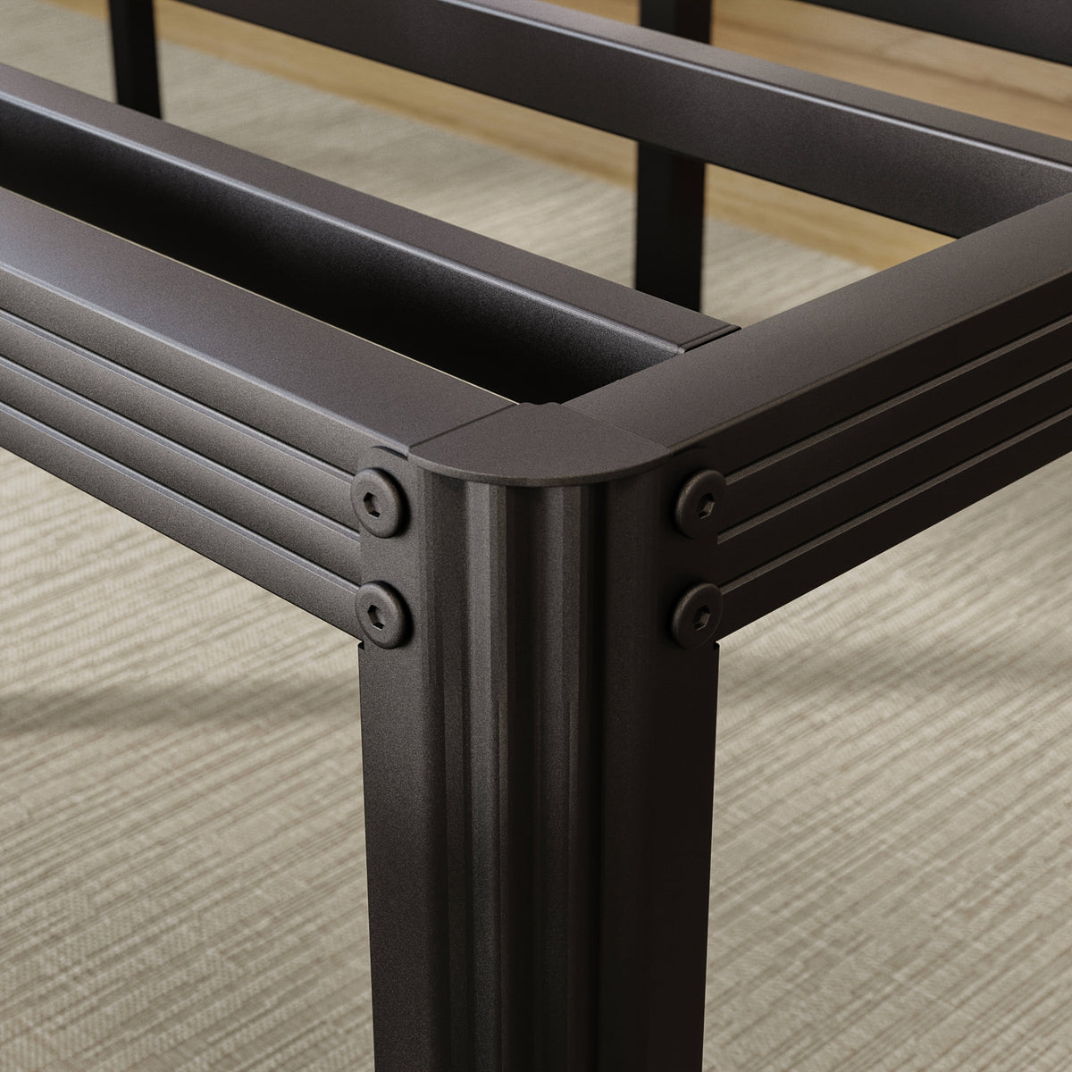Metal Platform Bed Frame, 14" or 18" Height Options, Full/Queen/King Size, Under-Bed Storage, Sturdy Steel, Easy Assembly, No Box Spring Needed, Minimalist Design, Black