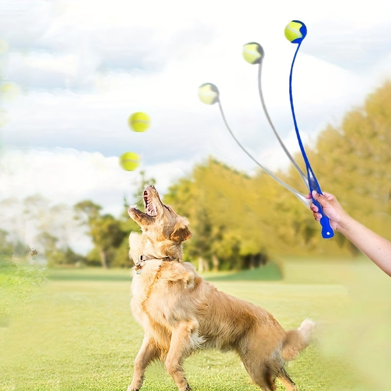 Dog Ball Launcher with Tennis Ball - Hands-Free Fetch Stick for Outdoor Training & Exercise, No-Bend Dog Ball Chucker for Small, Medium, and Large Dogs, Durable Pet Ball Thrower Toy
