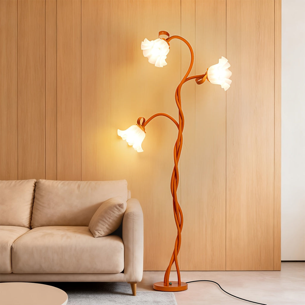 Modern Art Flower Floor Lamp – Flexible Arm LED Corner Lamp with 3 Color Temperatures & 3 Bulbs for Bedroom Living Room Study Hotel Decor