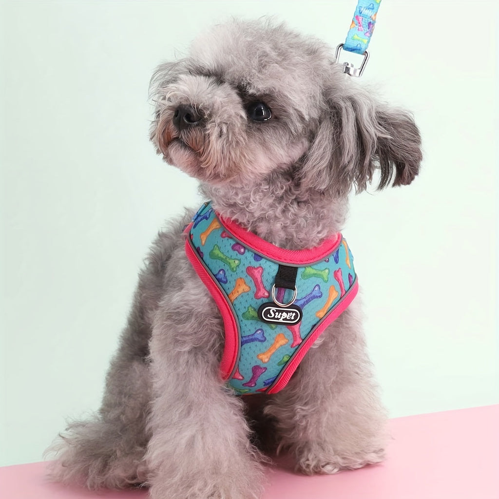 Dog Harness and Leash Set - No-Pull Dog Vest Harness, Adjustable Reflective Dog Harness for Small, Medium, and Large Dogs, Easy On/Off Escape-Proof Walking Harness for Indoor and Outdoor Use