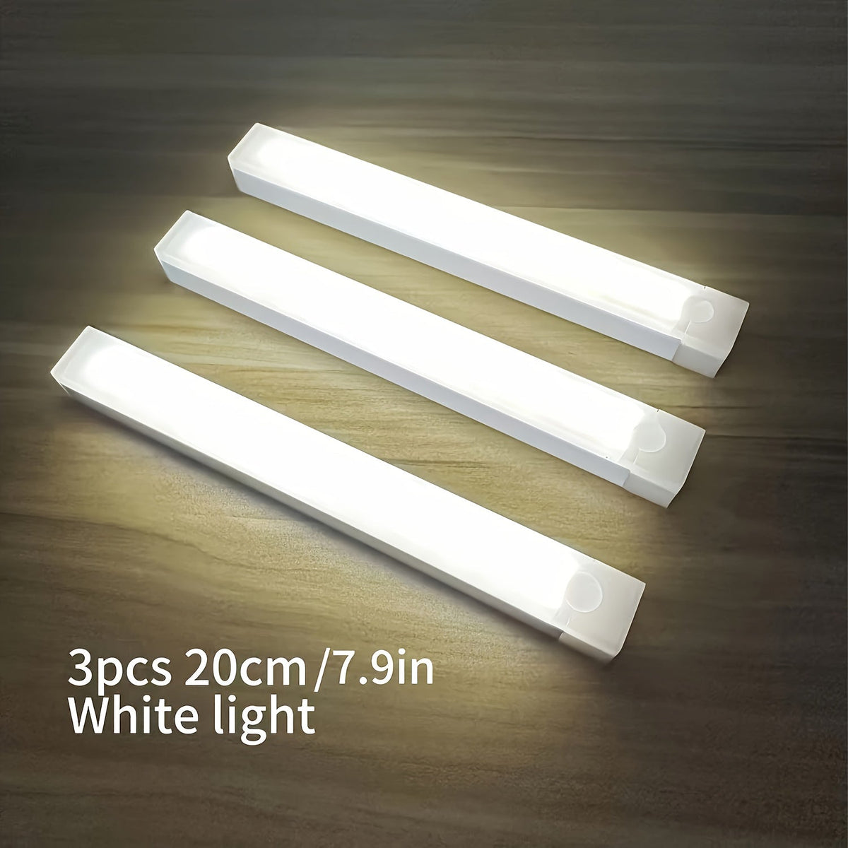 3-Piece Motion Sensor LED Night Light - USB Charging, Magnetic No-Drill Install - Warm & White Light - 20cm, 30cm & 50cm - For Home & Office