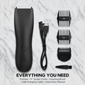 Professional Body Hair Trimmer - IPX6 Waterproof Wet & Dry - Anti-Cut Replaceable Ceramic Blade - Manscape Groomer for Men & Bikini Trimmer for Women - Black, Green & Blue