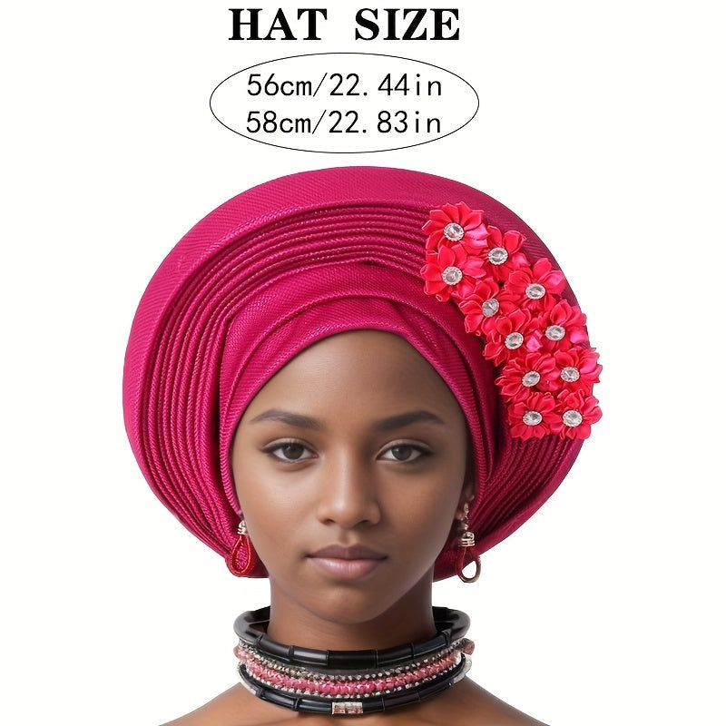 African Nigerian Gele Hat Layered Applique Headpiece Women's Wedding Tea Party Fascinator Traditional Headwear 15 Colors Mother's Day Gift