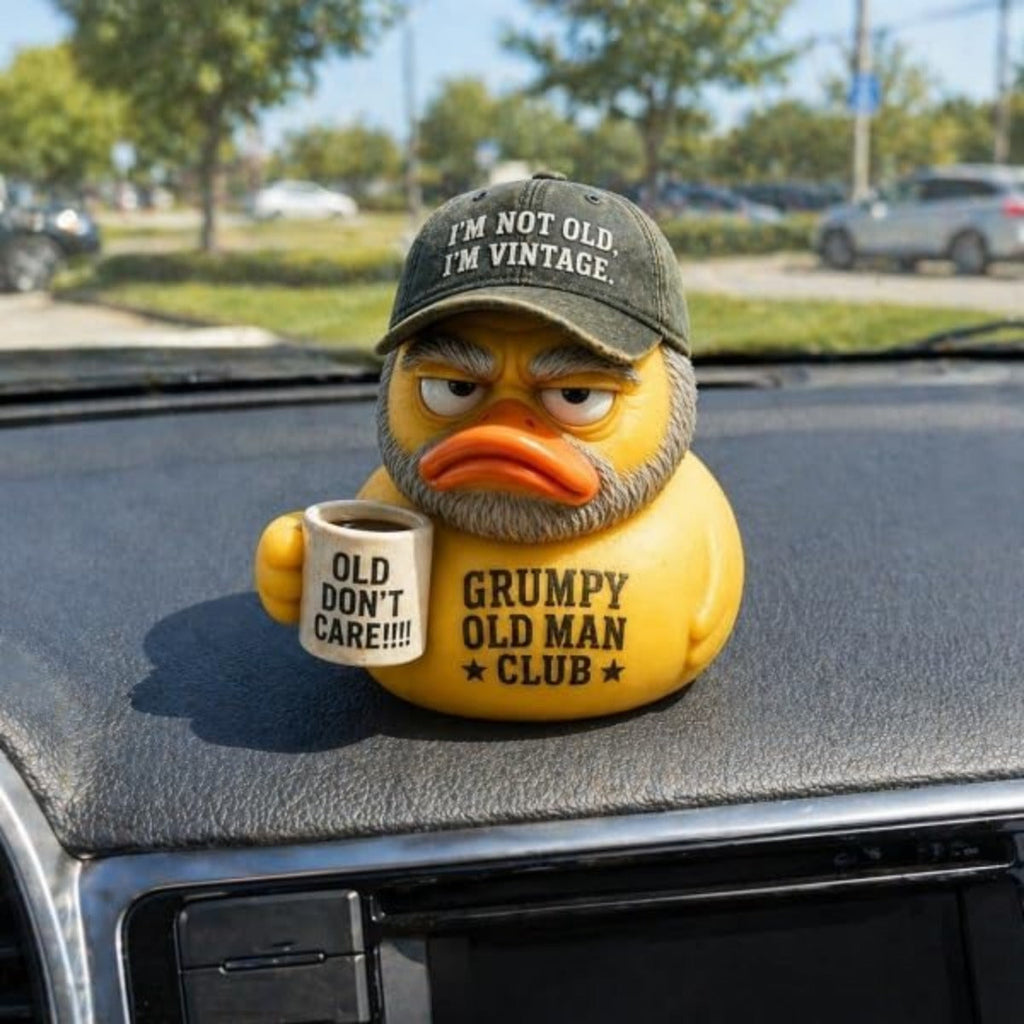 Old Man Club Duck - "I'm Not Old, I'm Retro" Humorous Resin Duck Ornament - Desktop & Office Decoration - Funny Novelty Statue Gift for Dad & Grandpa
