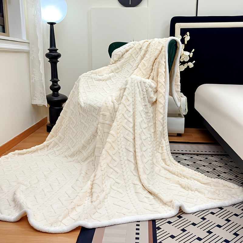 All-Season Thickened Lamb Coral Fleece Blanket - Office Nap, Sofa Cover & Dorm Use - 4 Sizes - Light Blue, Deep Gray & Beige