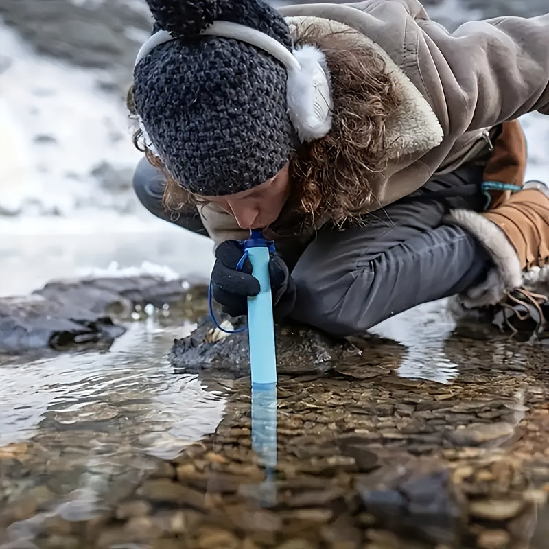 Personal Water Filter Straw Mini Water Purifier Survival Gear for Hiking, Camping, Travel, and Emergency Preparedness, Portable Filtration Straw Removes Bacteria & Contaminants - Set Options (1, 2, & 4 Pack)