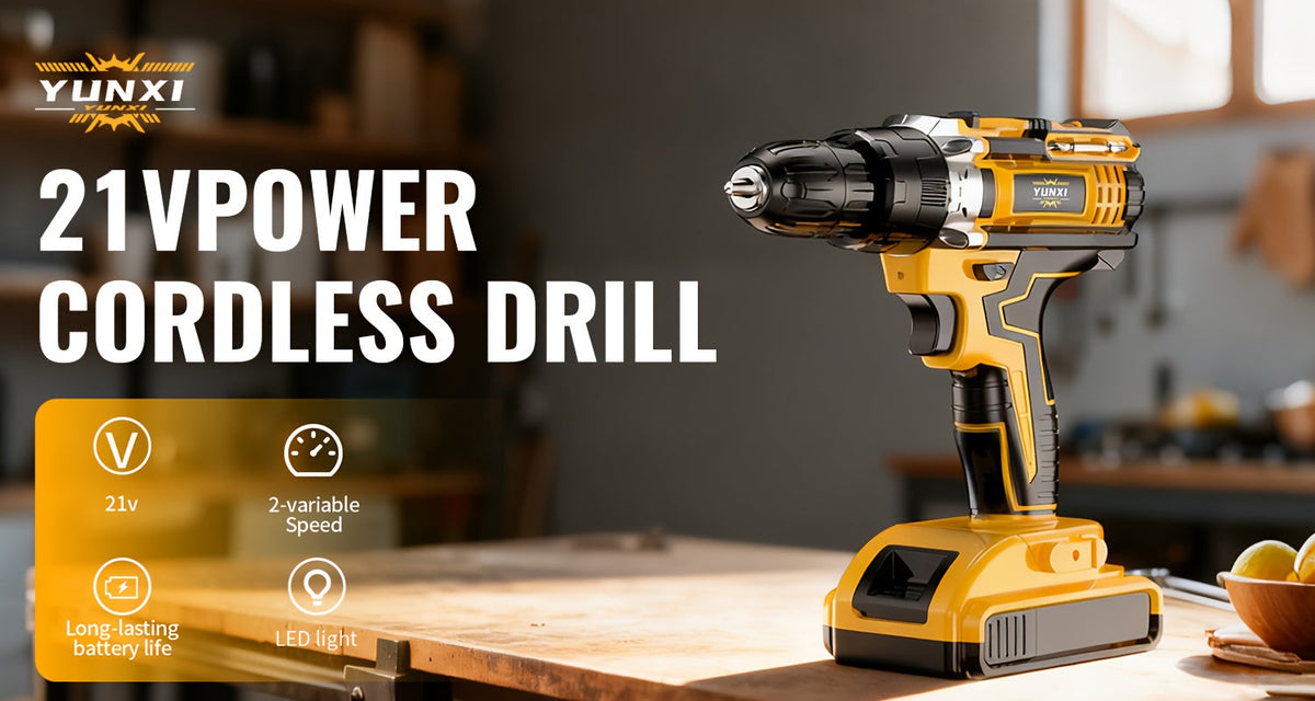 21V Cordless Impact Drill Set, 2.0Ah Battery & Fast Charger with Work Light, Variable Speed & Torque Adjustment, Electric Screwdriver Combo – Optional Storage Box for Car & Home Repair, DIY Men's Gift
