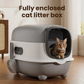 Covered Cat Litter Box with Scoop – Spacious Fully Enclosed Spill-Proof Design, Easy to Clean & Store, Ideal for Small to Medium Cats, Available in Gray, Purple & Blue