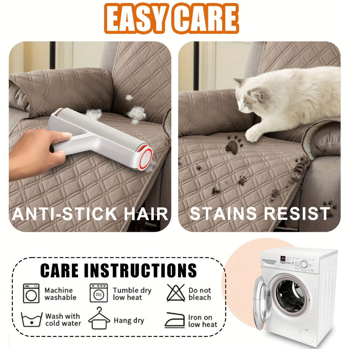Waterproof Recliner Slipcover with Side Pockets, Anti-Slip Straps, 4-Layer Quilted Fabric, Pet & Kid Proof, Machine Washable Recliner Chair Protector – 11 Colors
