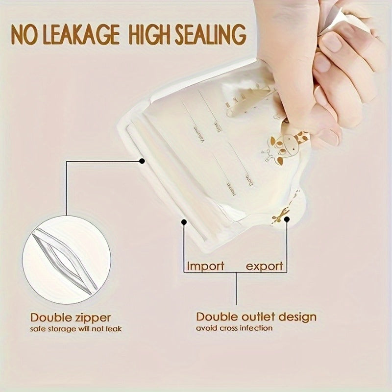 50-Pack Breast Milk Storage Bags, Double Leak-Proof Seal Freezer & Refrigerator Safe Milk Bags for Breastfeeding Moms, 8.45oz Shatterproof Bags for Expressed Breast Milk & Formula