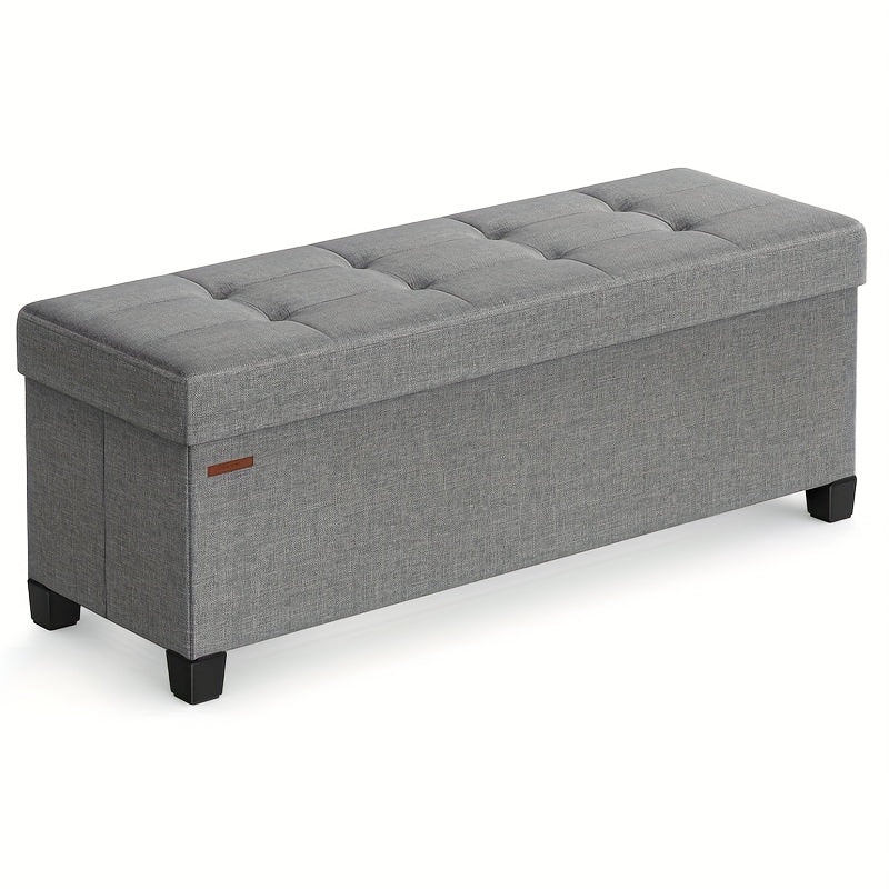 Folding Storage Ottoman Bench 30-Gallon 43.3" – Large Capacity Storage Chest Foot Rest Stool for Bedroom Living Room in Brown Gray Black Blue