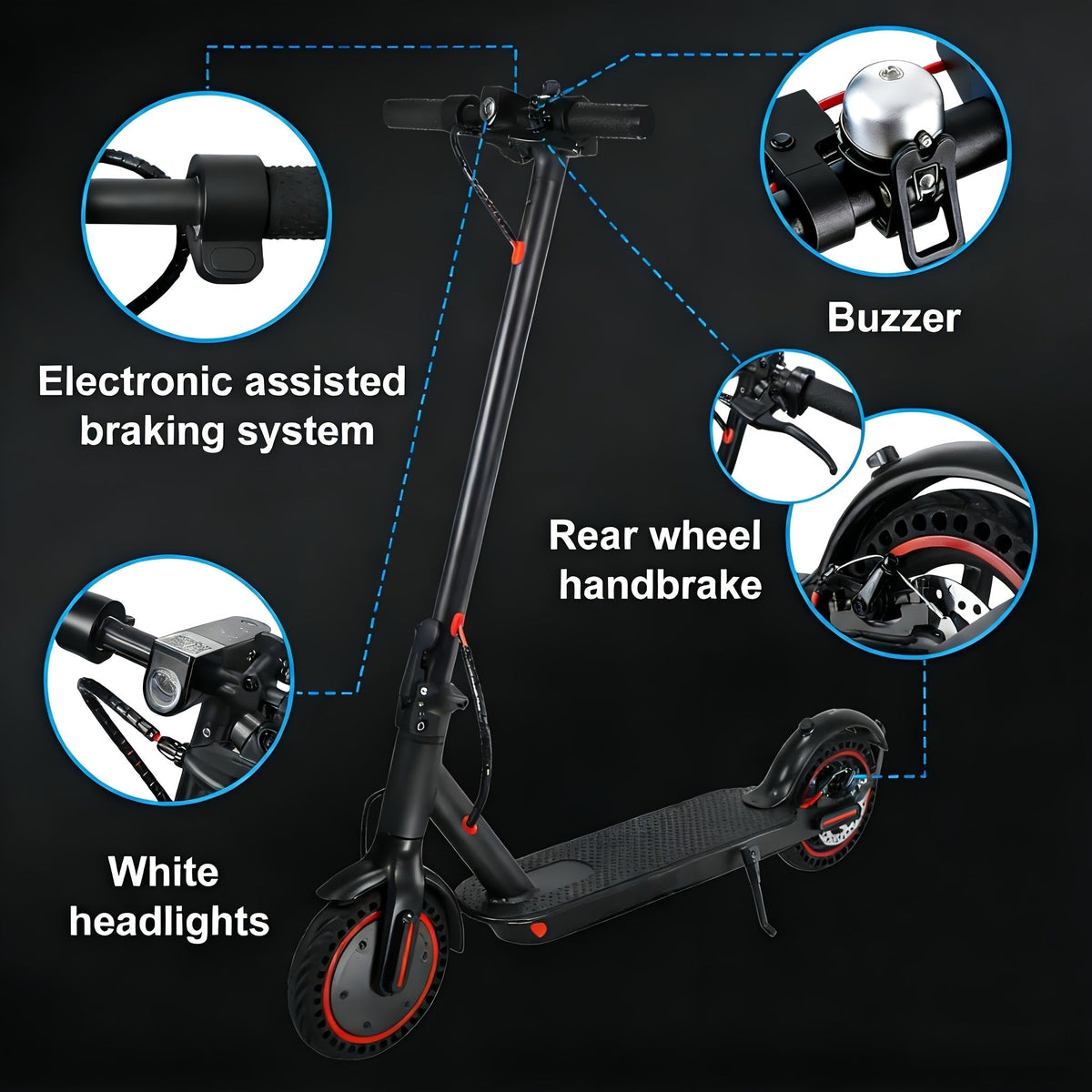 Foldable Electric Scooter for Adults 350W Motor 21-Mile Range App-Enabled 8.5-Inch Tires 3-Speed Modes LED Display Rear Brake Portable Urban Commuter E-Scooter Black