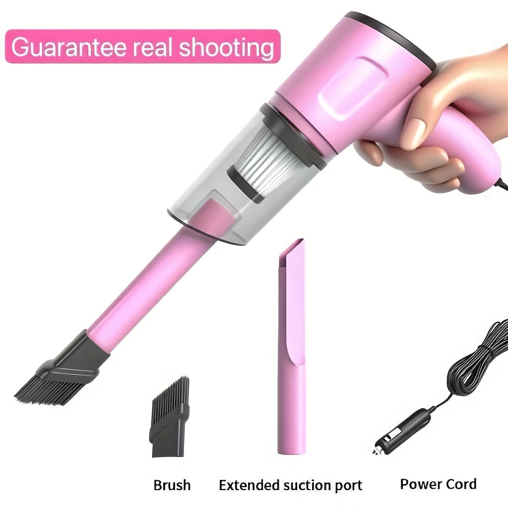 Pink Mini Handheld Car Vacuum Cleaner, Strong Suction, Dry & Wet Cleaning for Pet Hair and Cat Hair, Multifunctional Portable Cordless, Cute Design for Women and Girls
