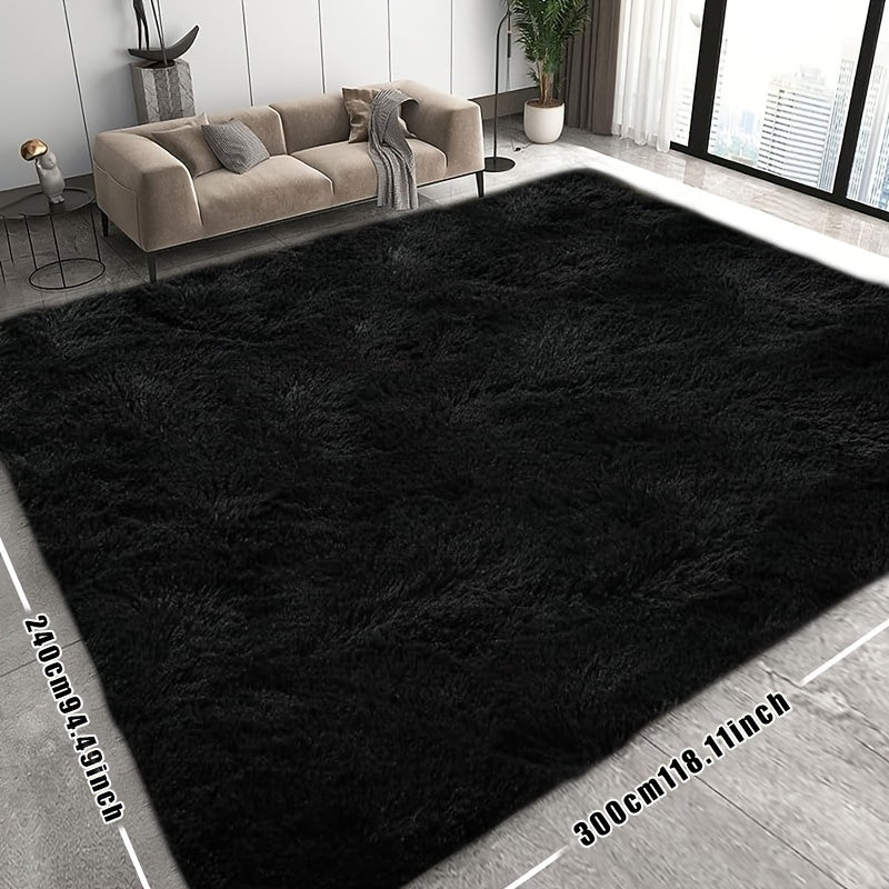 8x10 Super Soft Fluffy Plush Area Rug – Thickened Faux Fur Shag Rug for Living Room Bedroom in Dark Gray Black Light Gray Light Pink