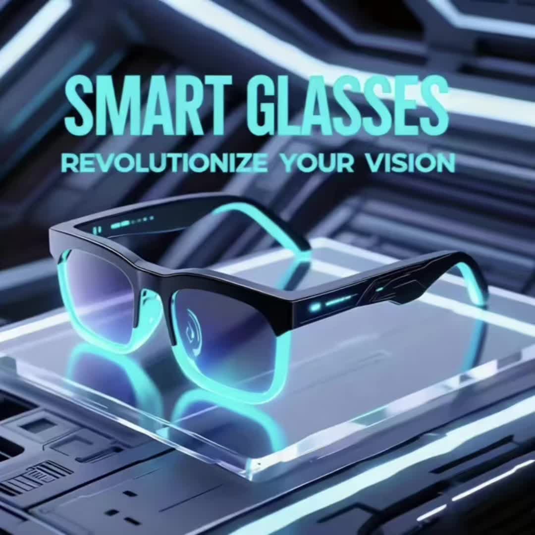 AI Translation Smart Glasses with Wireless Headphones, Real-Time Multi-Language Translator, Built-in Microphone, Music Audio Glasses, Rechargeable Sports Wearable Tech for Travel and Business