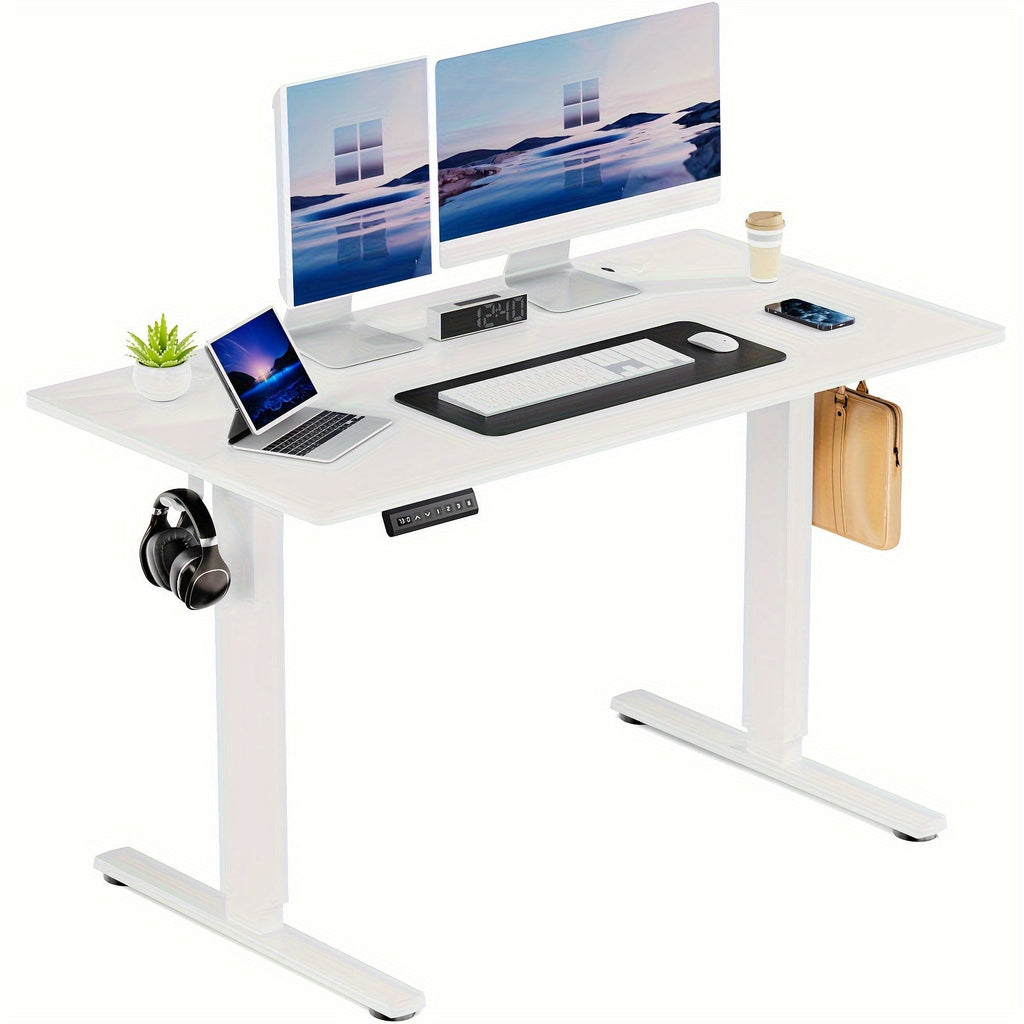 63-Inch Electric Standing Desk – Height-Adjustable Sit-Stand PC Workstation with Wood Desktop, Computer Table for Home Office, Bedroom, and Gaming Room, Suitable for Small Spaces