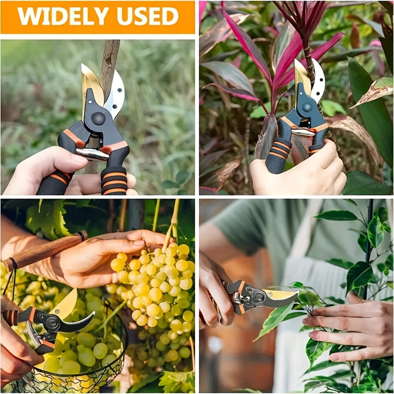 8.5" Professional Titanium Bypass Pruning Shears (T13) - Super Sharp, Heavy Duty Garden Shears, Hedge Clippers & Handheld Pruners for Gardening