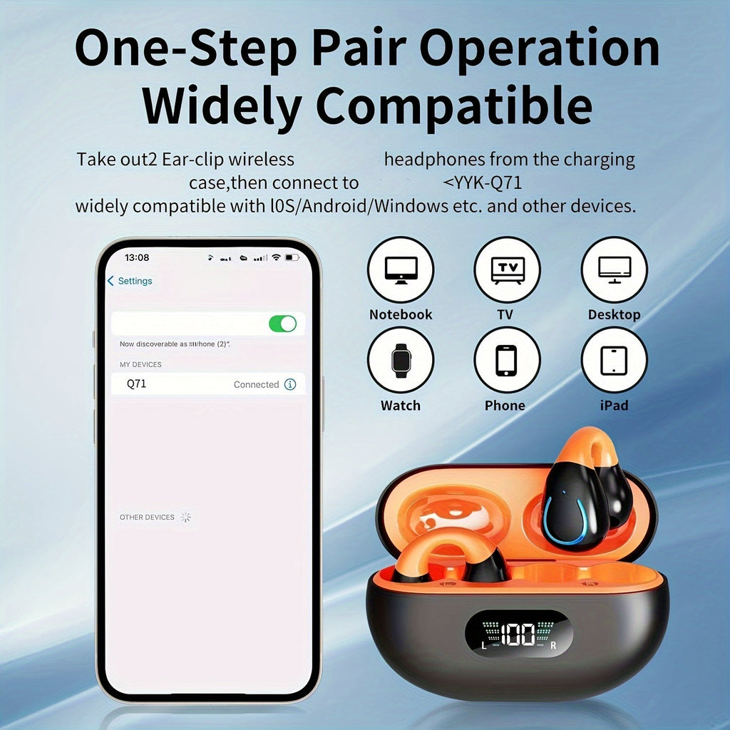 Open-Ear Wireless Earphones Bluetooth 5.4 TWS 360° Ambient Awareness ENC Clear Calls Touch Control All-Day Comfort Sport Fitness Earbuds Secure Fit Truly Open Design