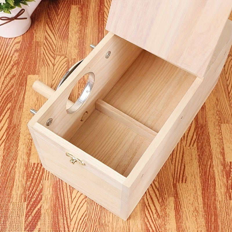 Wood Bird Nesting Box for Parakeets, Budgies & Cockatiels – Natural Wooden Breeding Box, Cozy Bird Cage Accessory – Safe Nesting Habitat for Small Pet Birds