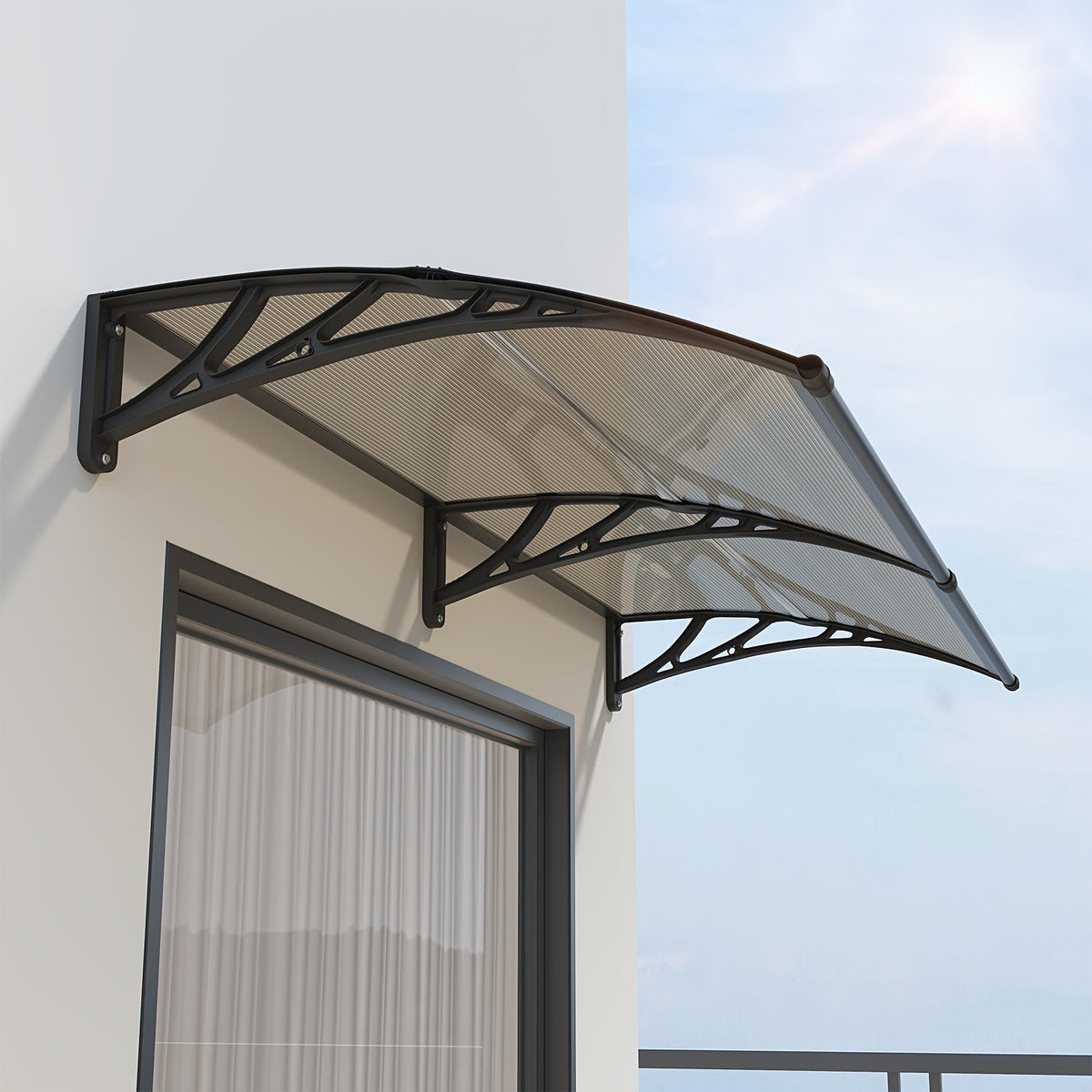 Polycarbonate Window Door Awning Canopy – UPF 50+ UV Rain Snow Sun Shade Cover for Patio Balcony Doorway in 21 Sizes & 4 Panel Colors