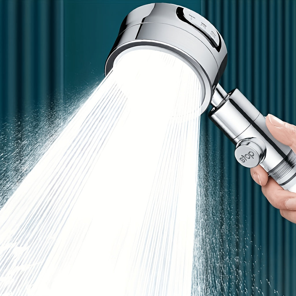 H37 Supercharged Filtered Showerhead - 3-Speed Adjustable, High Pressure, Adjustable Angle Bathroom Shower Head - Silvery, Black, Grey & White (Head Only)