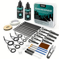 Fishing Rod Repair Kit Complete Set – Tip Top Rings, Rod Guides, AB Epoxy Glue, Winding Thread & Masking Tape, Full Replacement Supplies for Broken Rods