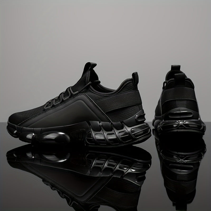 Men's Lightweight Breathable Mesh Sneakers, PVC Sole, Low-Top Lace-Up Casual Sports Shoes, Blue/Black, Sizes US 6.5-12.5, Daily Wear, Running, Training, Athletic Footwear