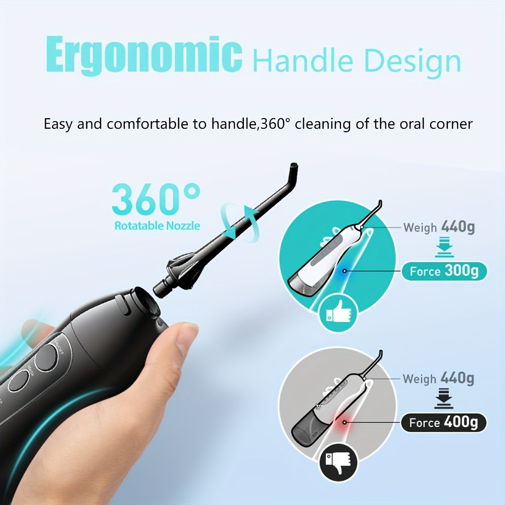 COSLUS CX20 Cordless Water Flosser with 4 Modes & 5 Tips - IPX7 Waterproof, 30-Day Battery, USB Rechargeable, Portable Oral Irrigator for Teeth Cleaning Travel Home - Black Gold & White Gold