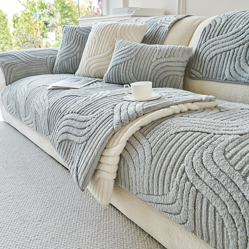 Plush Anti-Slip Sofa Cover - Luxurious, Pet-Friendly & Breathable Sofa Protector for Living Room, Bedroom & Office - 2, 3 & 4-Seater - Deep Gray, Coffee, Off White & Light Grey
