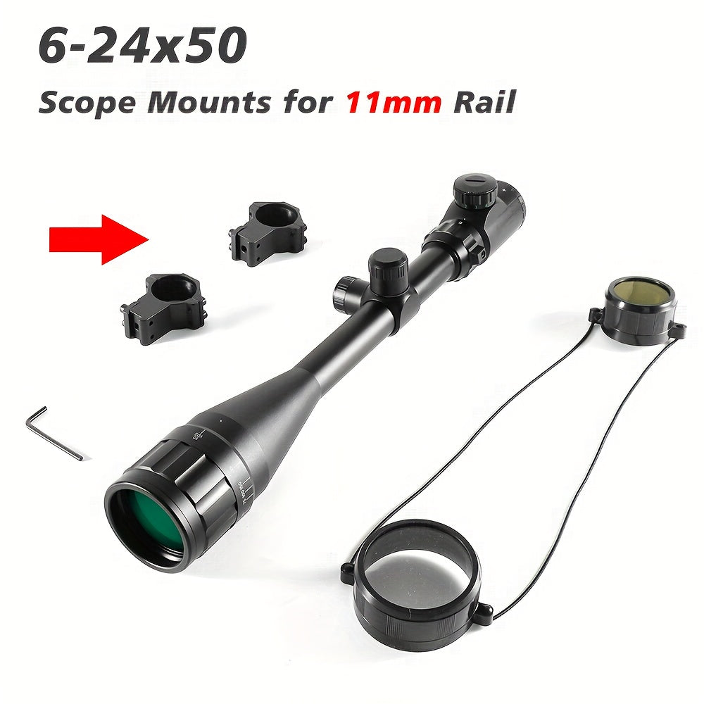 6-24x50 AO Rifle Scope with Illuminated Red/Green Reticle - Long-Range Hunting Scope with 20mm Rail Mount, Aluminum Alloy Optical Sight