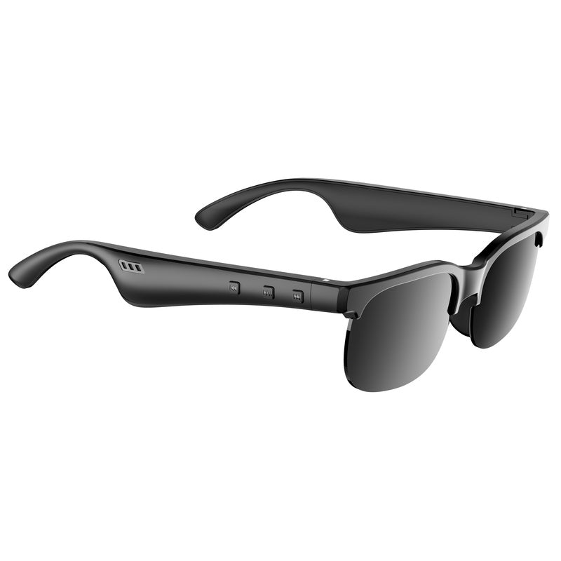 Bluetooth Audio Glasses 2-in-1 Wireless Smart Glasses with Built-in Stereo Speakers, USB-C Charging, Lightweight Open-Ear Sunglasses for Music, Gaming, and Video Calls, Compatible with iPhone and Android (Black/White)