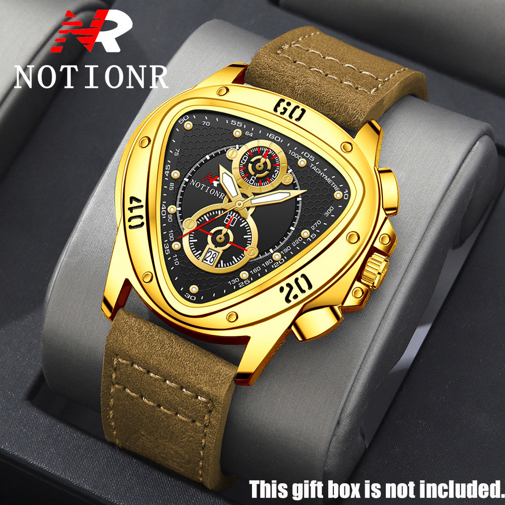 2pcs Men's Watch Set: Sports Triangle Dial Silicone Strap and Retro Square Dial Quartz Watch with Date Display, Casual Dress Watches for Valentine's Day or Father's Day Gift