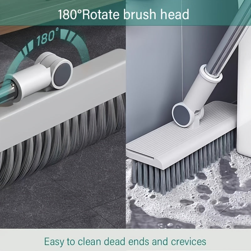 2-in-1 Broom and Dustpan Set, Long Handle, Foldable, Non-Stick Hair, Hard Floor Sweeper, Rotatable Combo for Home, Living Room, Bedroom, Bathroom, Outdoor