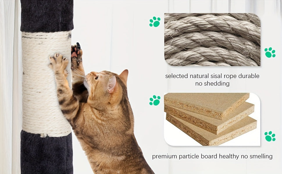 Multi-Level Cat Tree Tower with Scratching Post, Perches & Plush Apartments – Space-Saving Indoor Cat Climbing Frame & Activity Center, Heights 36–80 Inches, 6 Colors