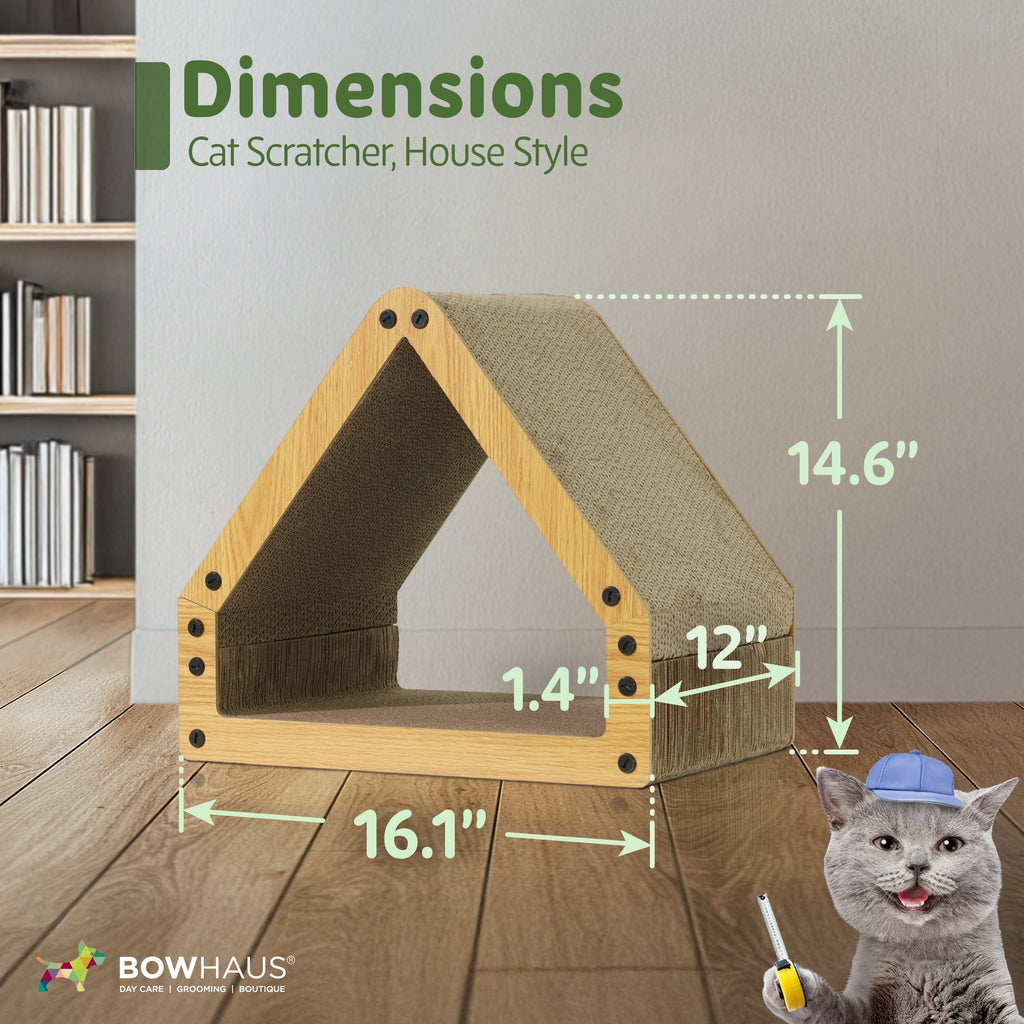 Large House-Shaped Cat Scratcher Lounger – Reversible 5-Layer Cardboard Cat Scratching Pad & Board, 16x14x12 Inches, Protects Furniture, for Indoor Cats of All Sizes, Brown/White