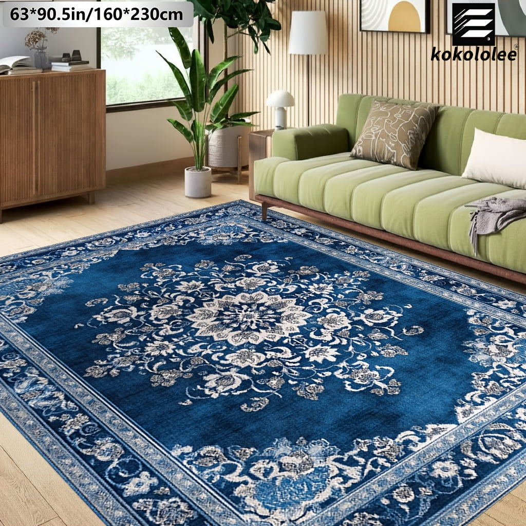 Luxury Velvet Bohemian Area Rug – Non-Slip Machine Washable 100% Polyester Flat Printed Carpet for Living Room Bedroom Kitchen in 5 Sizes
