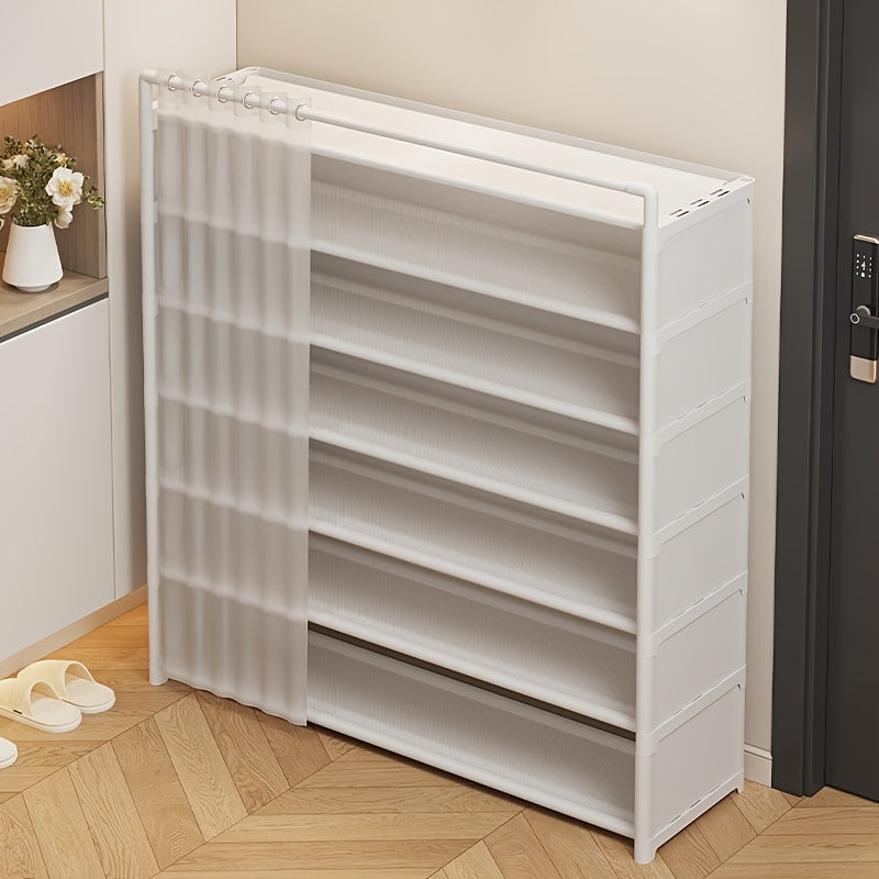 Transparent Dustproof Foldable Shoe Display Cabinet - Multi-Layer Floor-Standing Shoe Rack - Non-Slip, Easy Clean - 4 to 7 Layers, 26.77" & 33.86" - Black & White