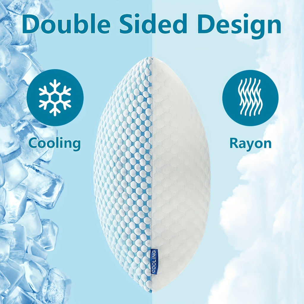 2-Pack Cooling King Size Pillows – Hotel Quality Non-Collapsing Down Alternative with Memory Foam Filling, Polyester & Viscose Cover, Machine Washable, for Side, Back, and Stomach Sleepers